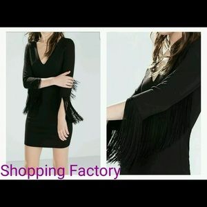 Zara Black Fringed Tube Dress